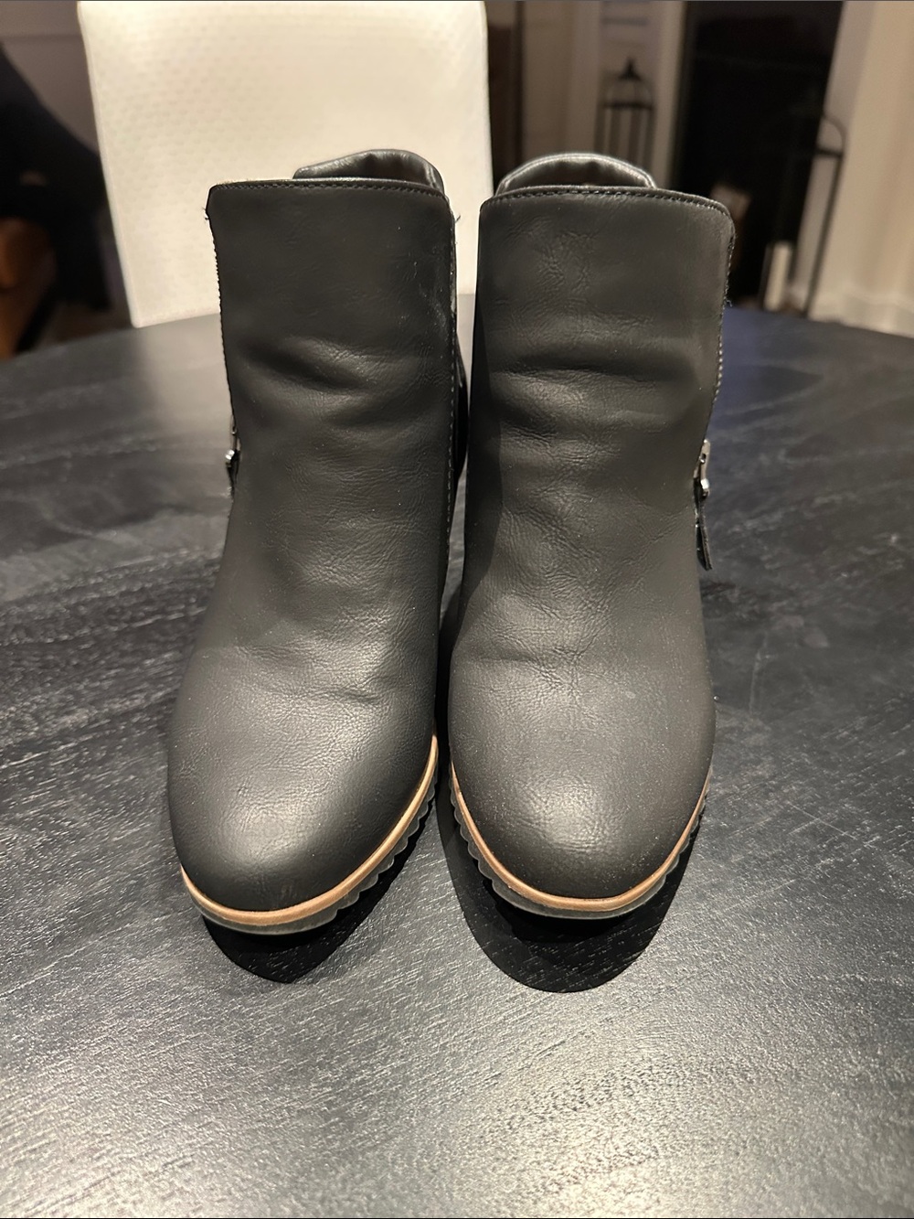 SOUL Naturalizer Black Ankle Booties with Tan Trim